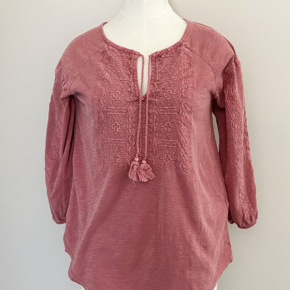 Lucky Brand Women's Tone on Tone Embroidered Long Sleeve Shirt, Size S